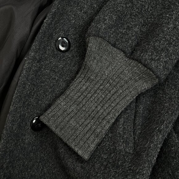 Vintage 80s Parisian Wool Peacoat Jacket Puff Sleeve Long Cuffs French Pea Coat - Picture 7 of 10